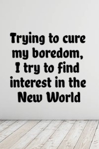 Trying to cure my boredom, I try to find interest in the New World