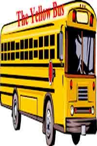 The Yellow Bus of unknown dimension in a sunny day